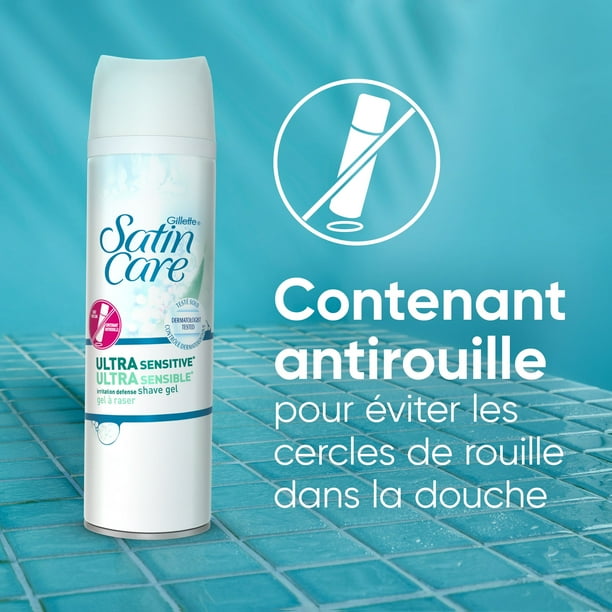 Gillette Venus Satin Care Ultra Sensitive Skin Shave Gel, Shaving Cream for Women, Fragrance Free, 198G