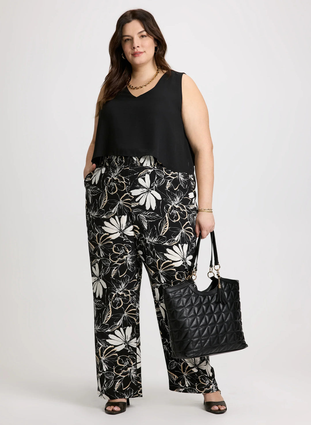 LAURA Crepe Floral Wide Leg Pants