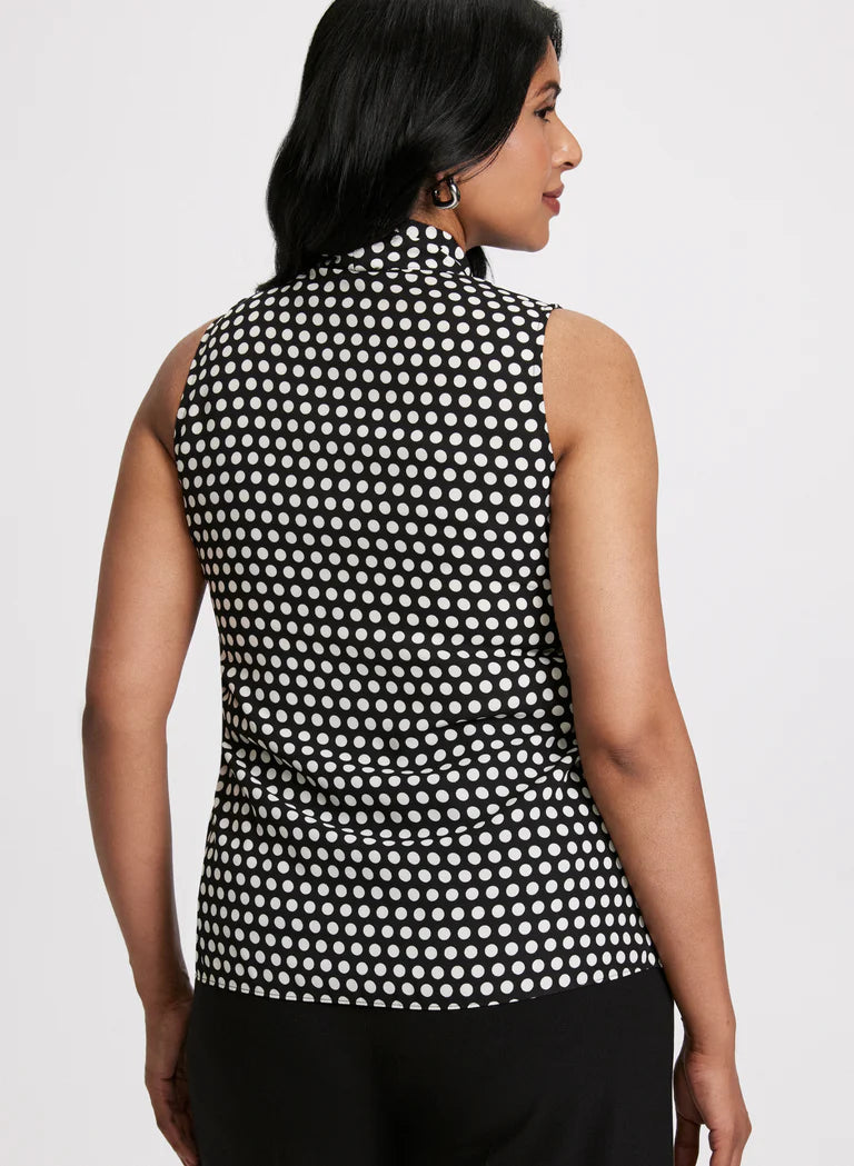 LAURA Polka Dot Print Sleeveless Blouse