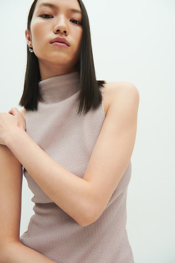 H&M Glittery Mock Turtleneck Sleeveless Top
