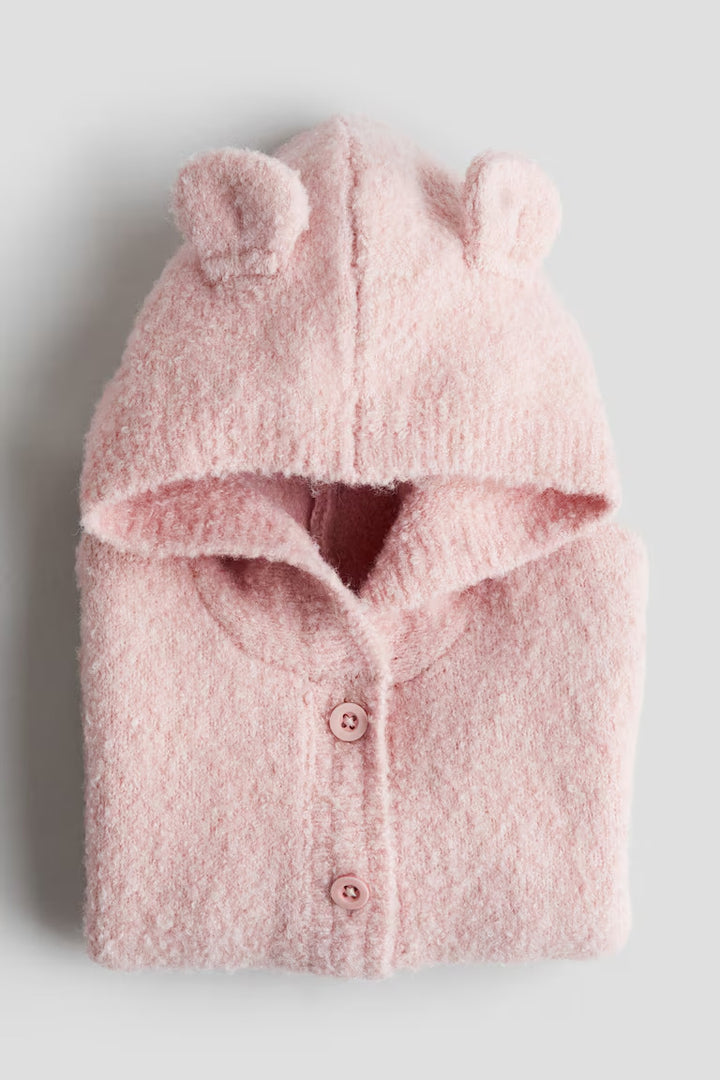 H&M Hooded Bouclé-Knit Cardigan