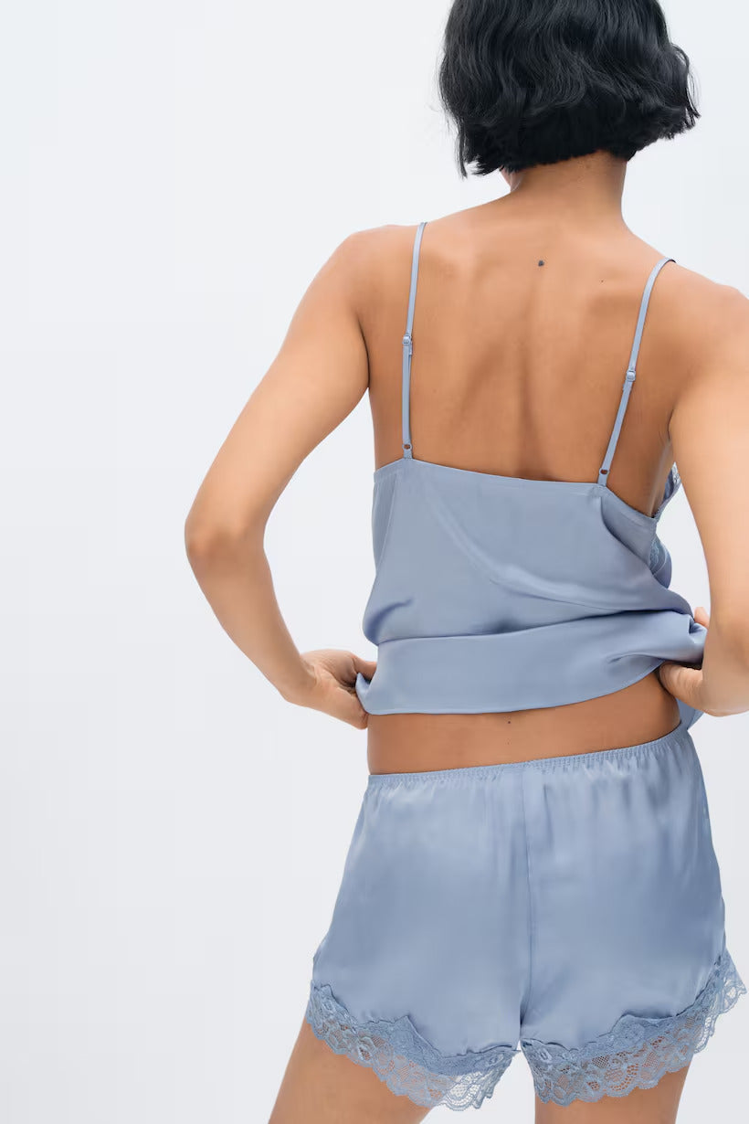 H&M Lace-trimmed Satin Pajamas