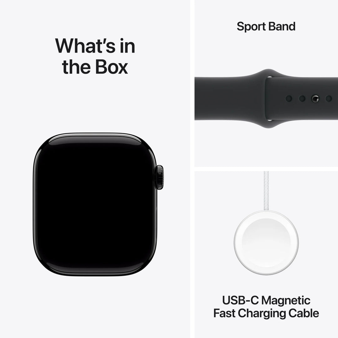 Apple Watch Series 10 GPS + Cellular 42mm Jet Black Aluminum Case with Black Sport Band - M/L