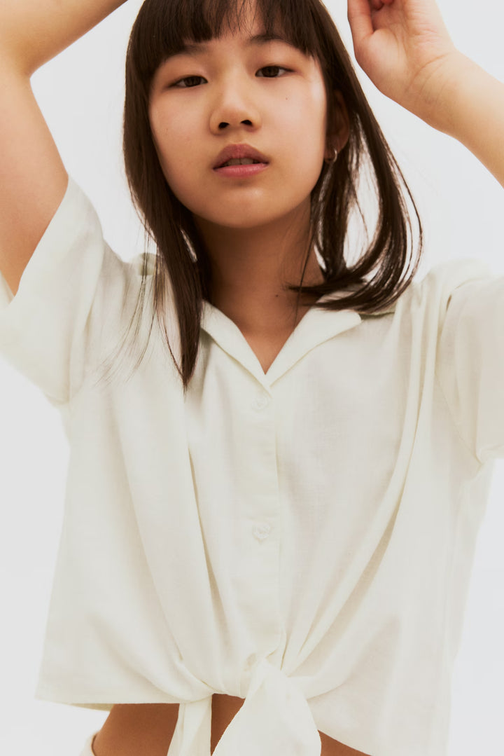 H&M Knot-Detail Cropped Shirt