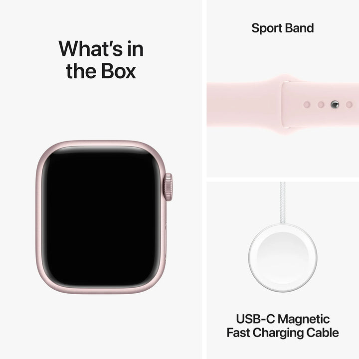 Apple Watch Series 9 [GPS 41mm] Smartwatch with Pink Aluminum Case and Light Pink Sport Band - S/M. Fitness Tracker, ECG Apps, Always-On Retina Display, Water Resistant