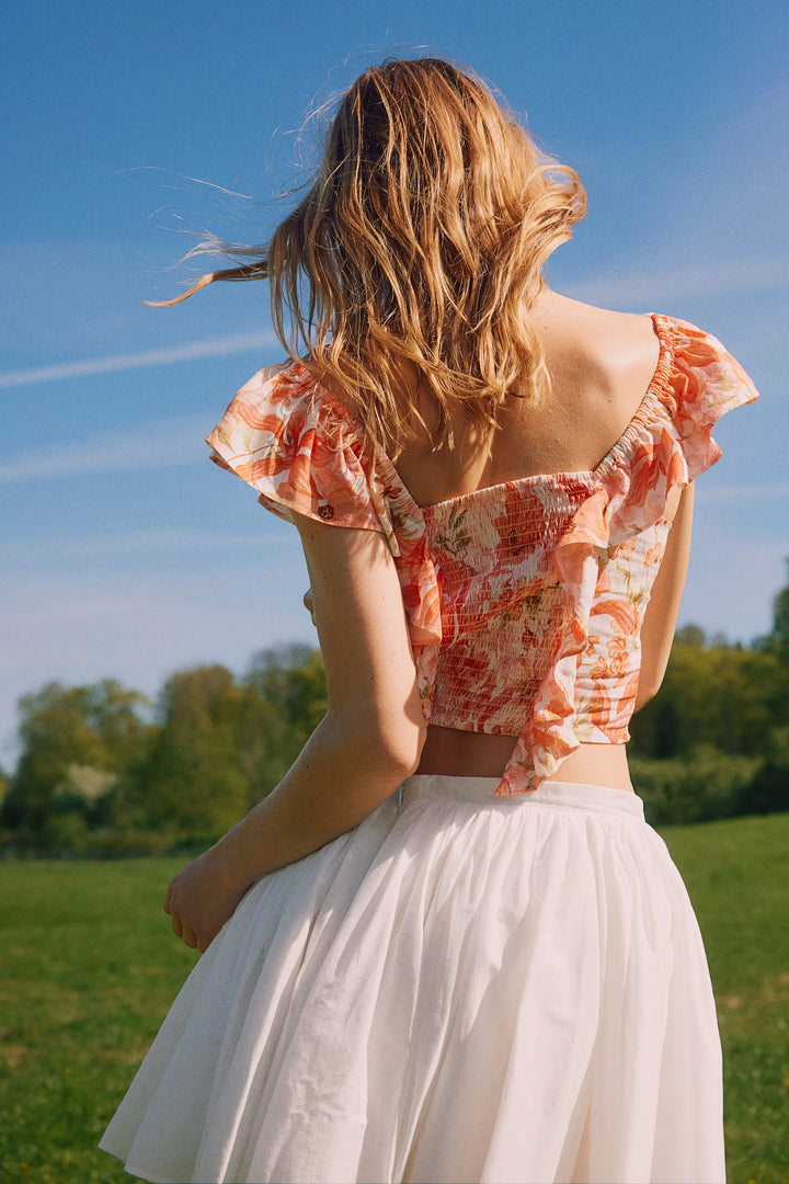 H&M Linen-blend Cropped Blouse