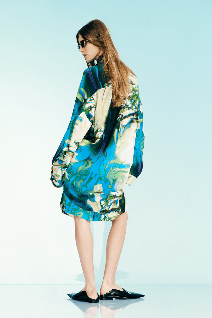 H&M Abstract-Patterned Chiffon Shirt