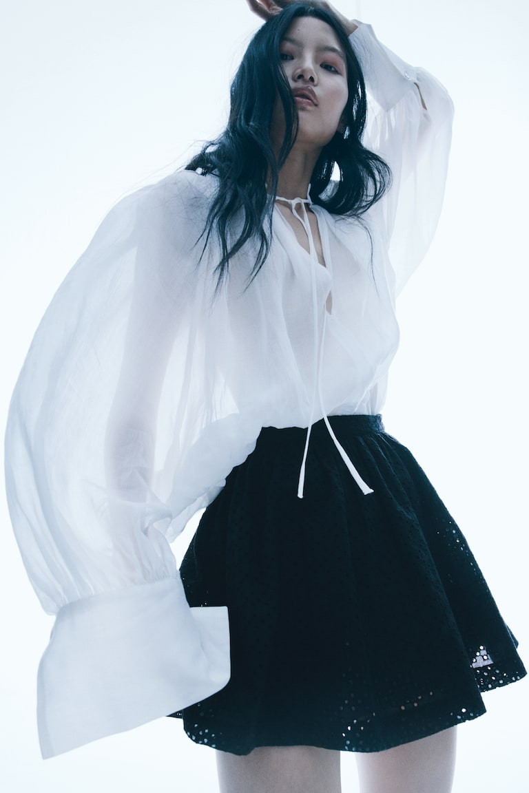 H&M Eyelet Embroidered Mini Skirt