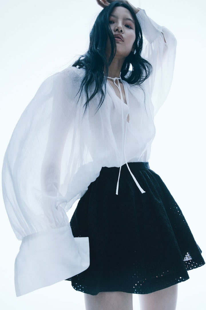 H&M Eyelet Embroidered Mini Skirt