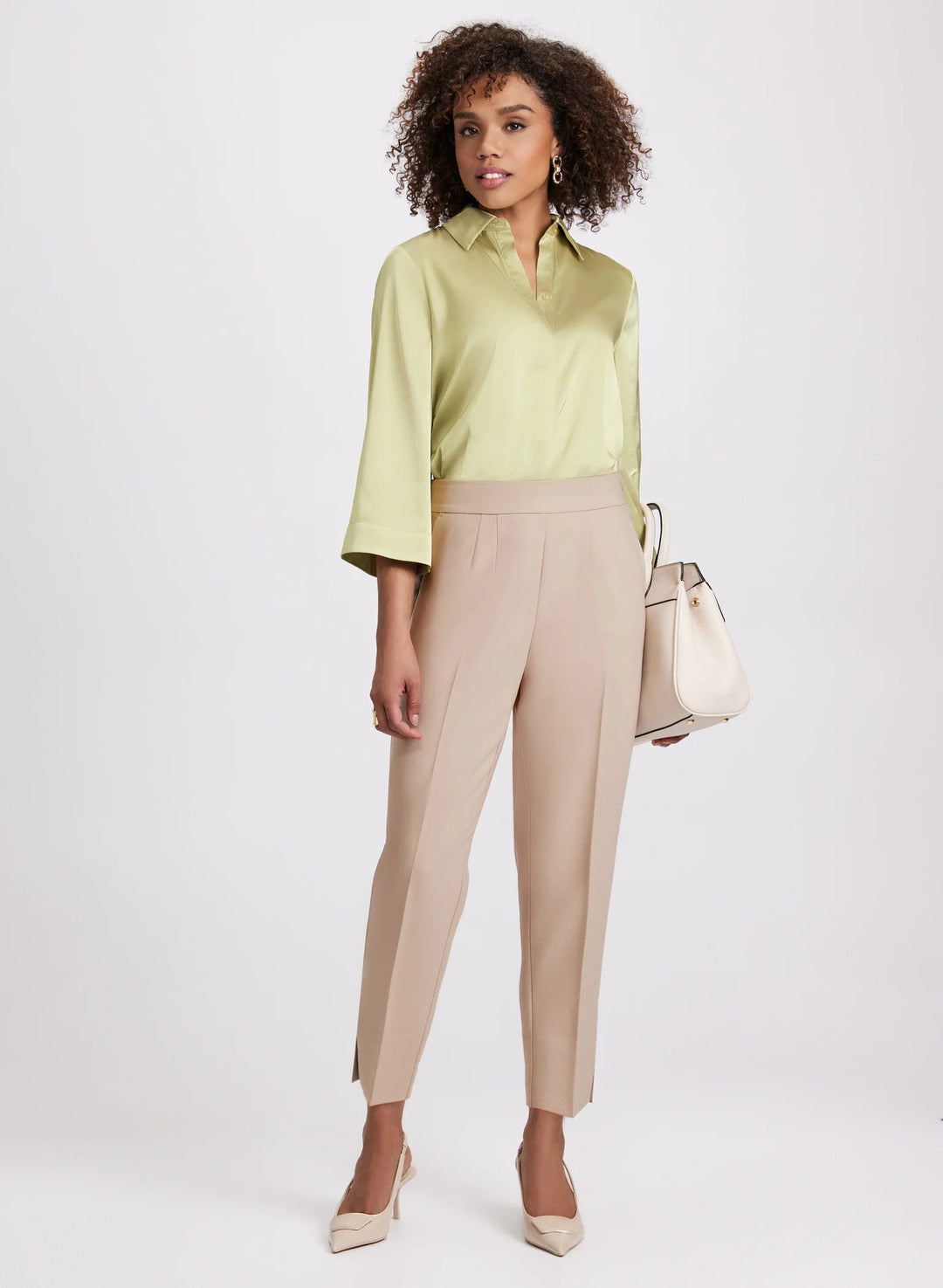 LAURA Pleated Slim-Leg Pants