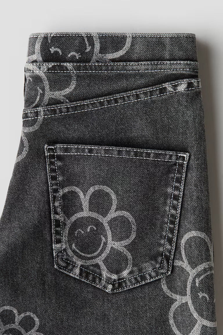 H&M Wide-Leg Denim-Look Pants