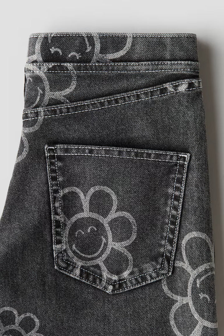 H&M Wide-Leg Denim-Look Pants