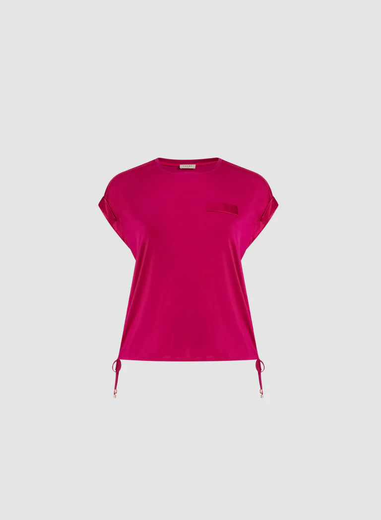 LAURA Solid T-Shirt with Satin Details