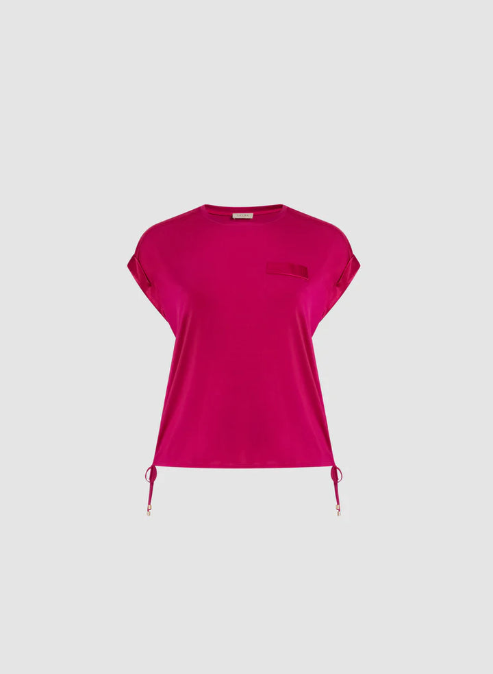 LAURA Solid T-Shirt with Satin Details