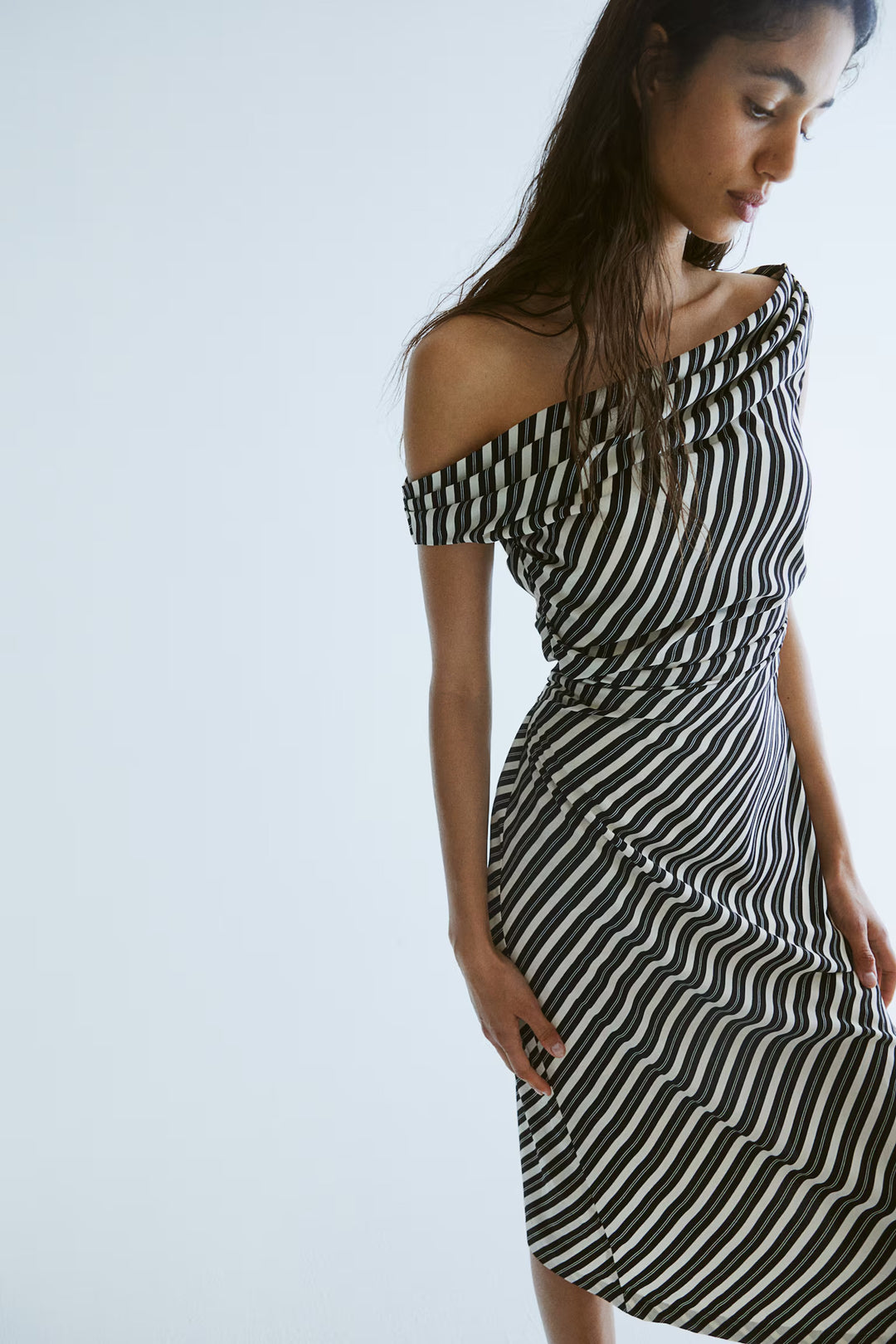 H&M Draped One-shoulder Dress
