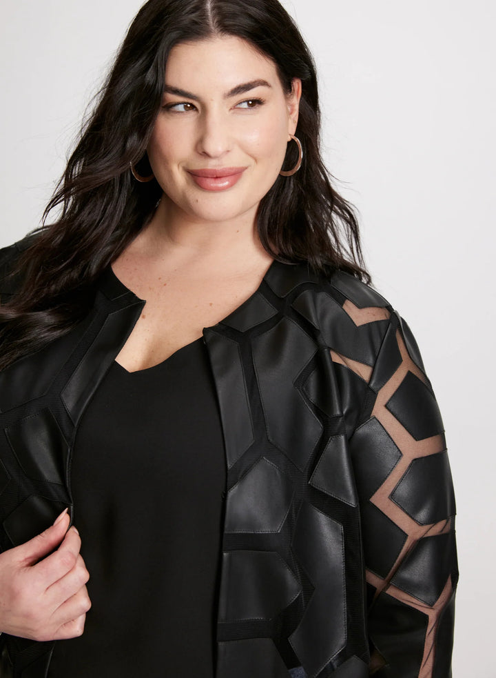 LAURA Joseph Ribkoff - Contrast Print Vegan Leather Jacket