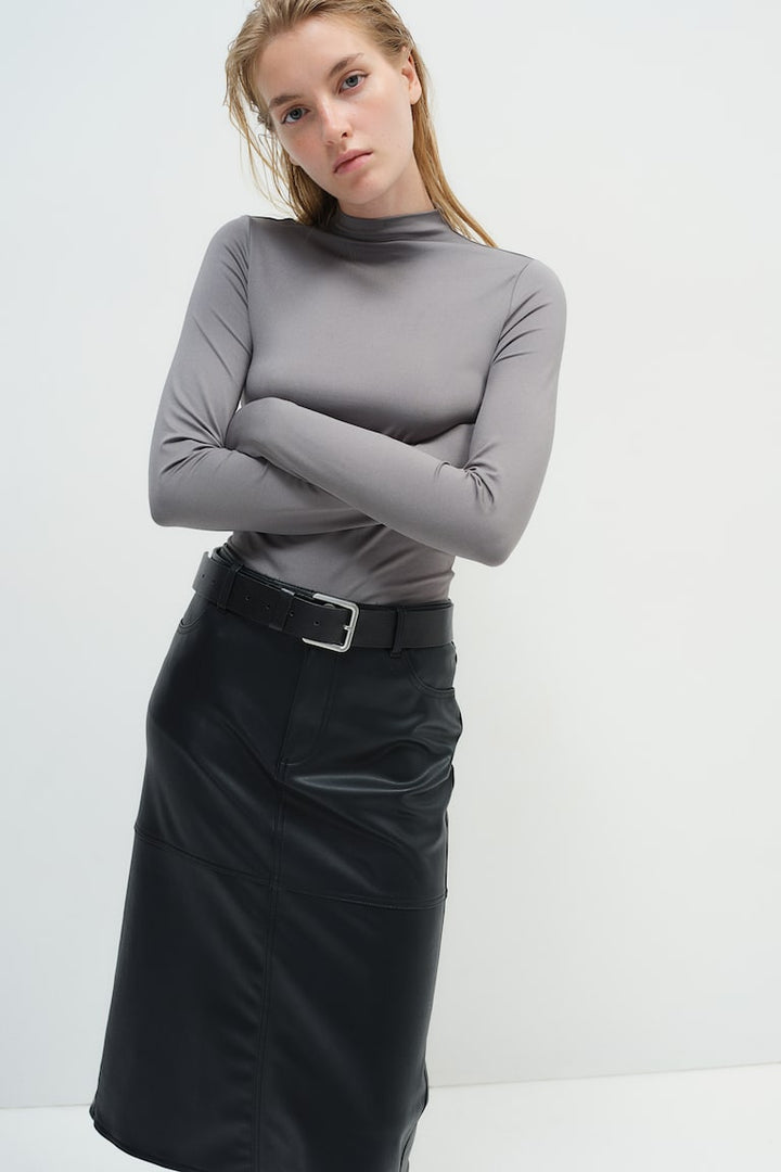 H&M Coated Midi Skirt
