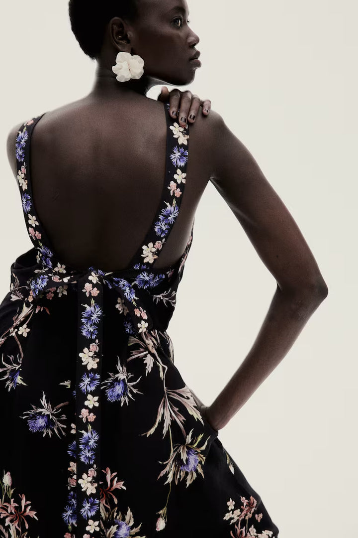 H&M Linen-Blend Tie-Back Dress