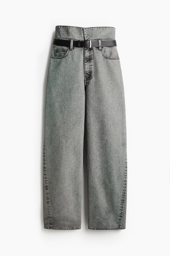 H&M Wide-Leg Paper-Bag Jeans