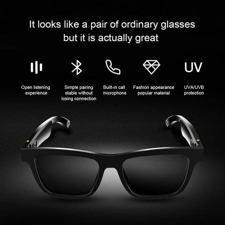 Abcelit Bluetooth Smart Glasses Hands-Free Call 1080P Camera Video GPS Navigation Remind Sunglasses Sunglasses