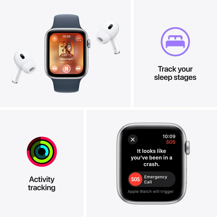 Apple Watch SE (2nd Gen) [GPS + Cellular 44mm] Smartwatch with Midnight Aluminum Case and Midnight Sport Loop. Fitness & Sleep Tracker, Crash Detection, Heart Rate Monitor