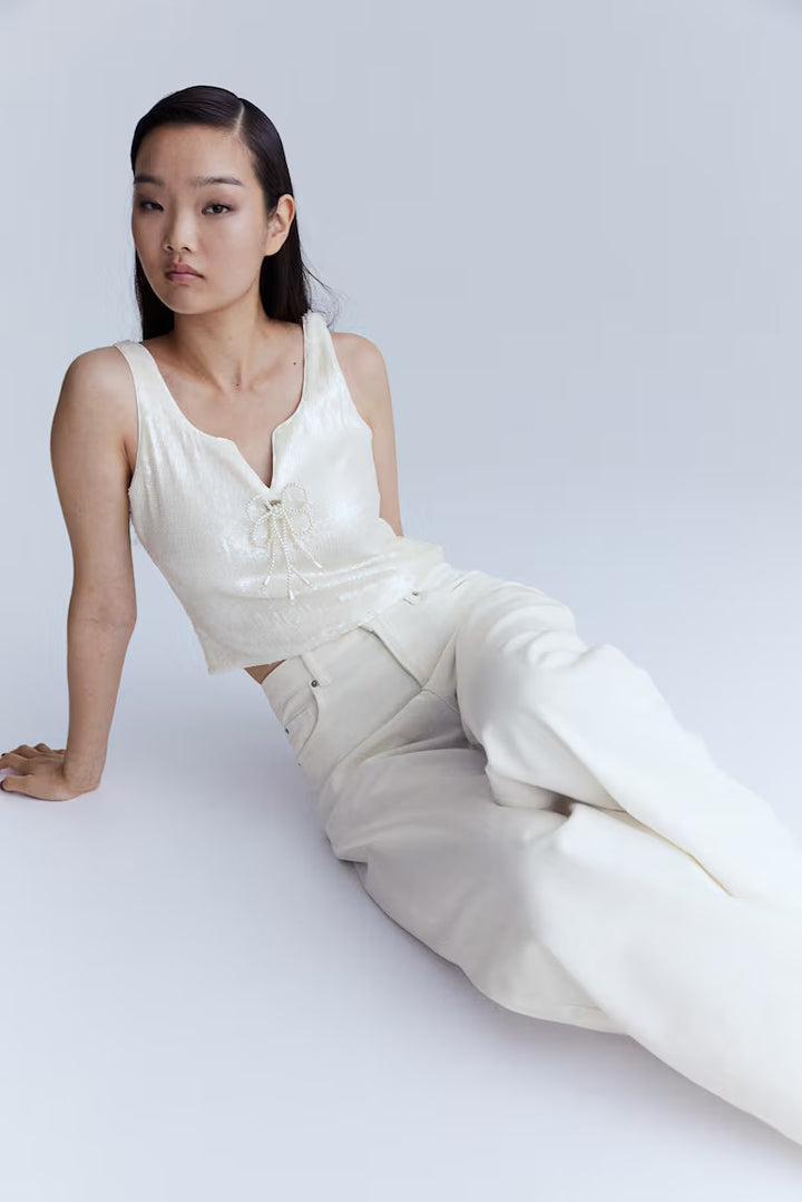 H&M Bow-Detail Sequined Top