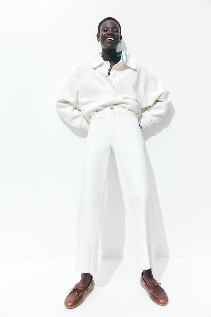 H&M High Rise Wide Leg Cropped Jeans