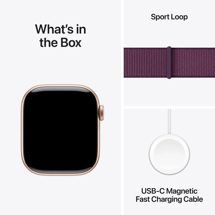 Apple Watch Series 10 GPS + Cellular 46mm Rose Gold Aluminum Case with Plum Sport Loop
