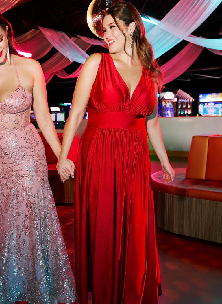 LAURA Plunging Neckline Maxi Dress