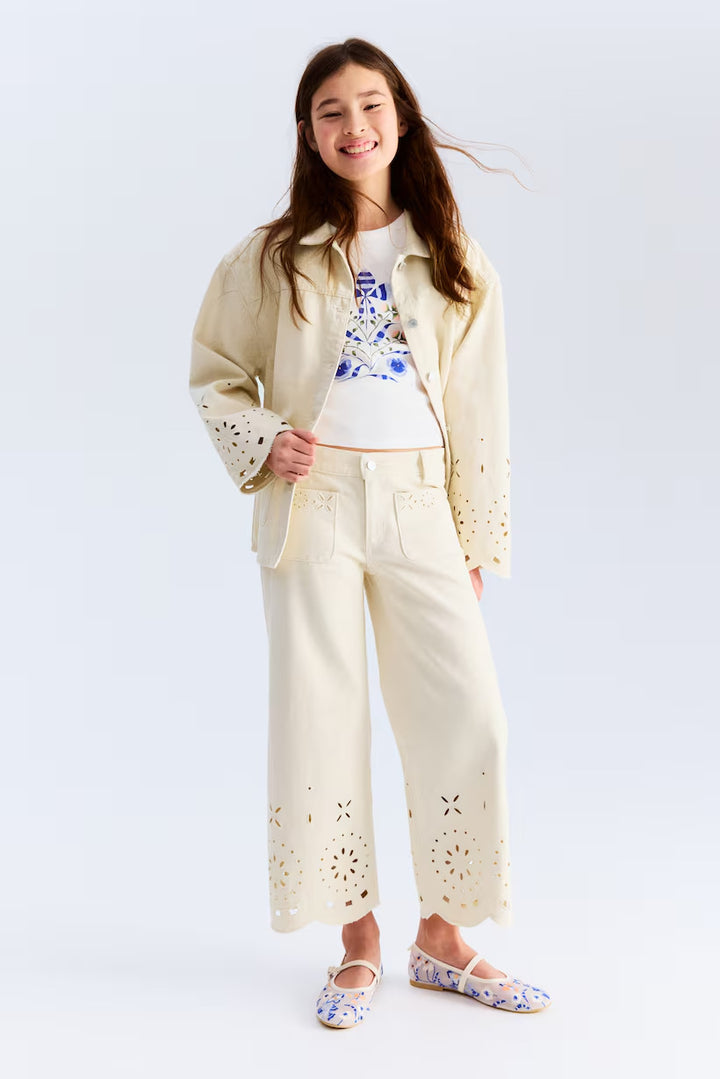 H&M Ankle Jeans with Eyelet Embroidery