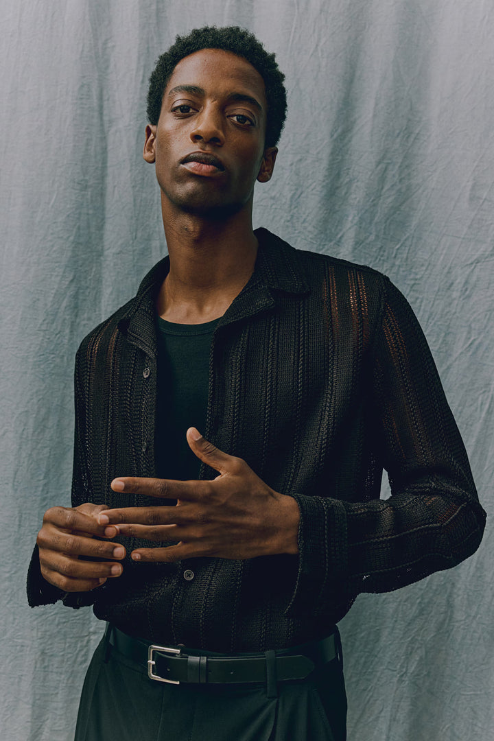 H&M Regular Fit Hole-Knit Resort Shirt