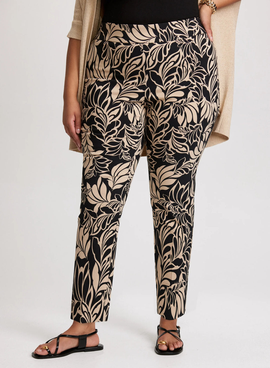 LAURA Floral Pull-On Ankle Pants