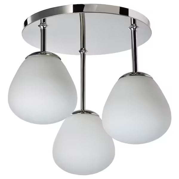 IKEA DEJSA Ceiling lamp with 3 lights, chrome plated/opal glass