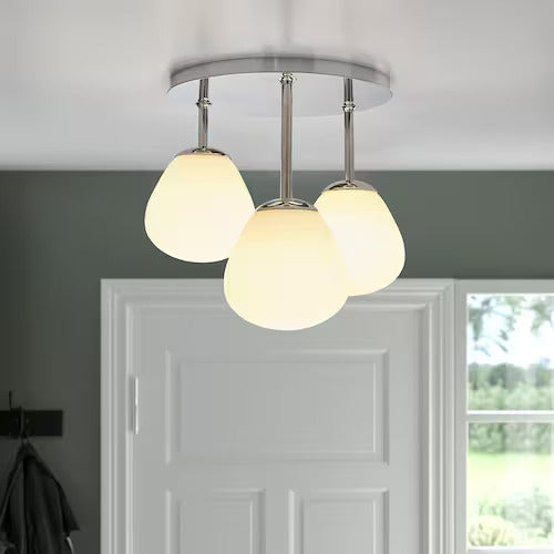 IKEA DEJSA Ceiling lamp with 3 lights, chrome plated/opal glass