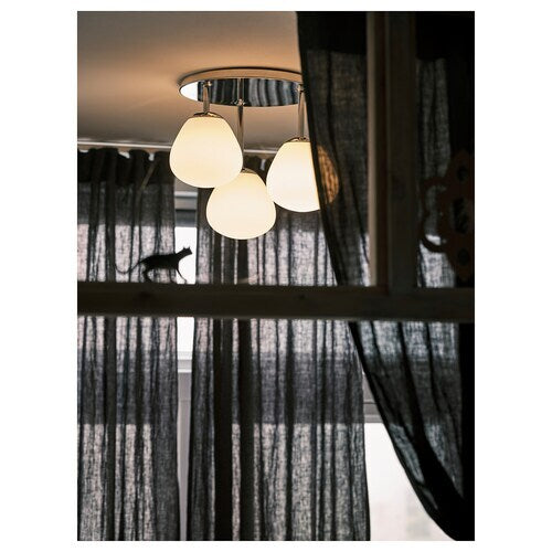 IKEA DEJSA Ceiling lamp with 3 lights, chrome plated/opal glass