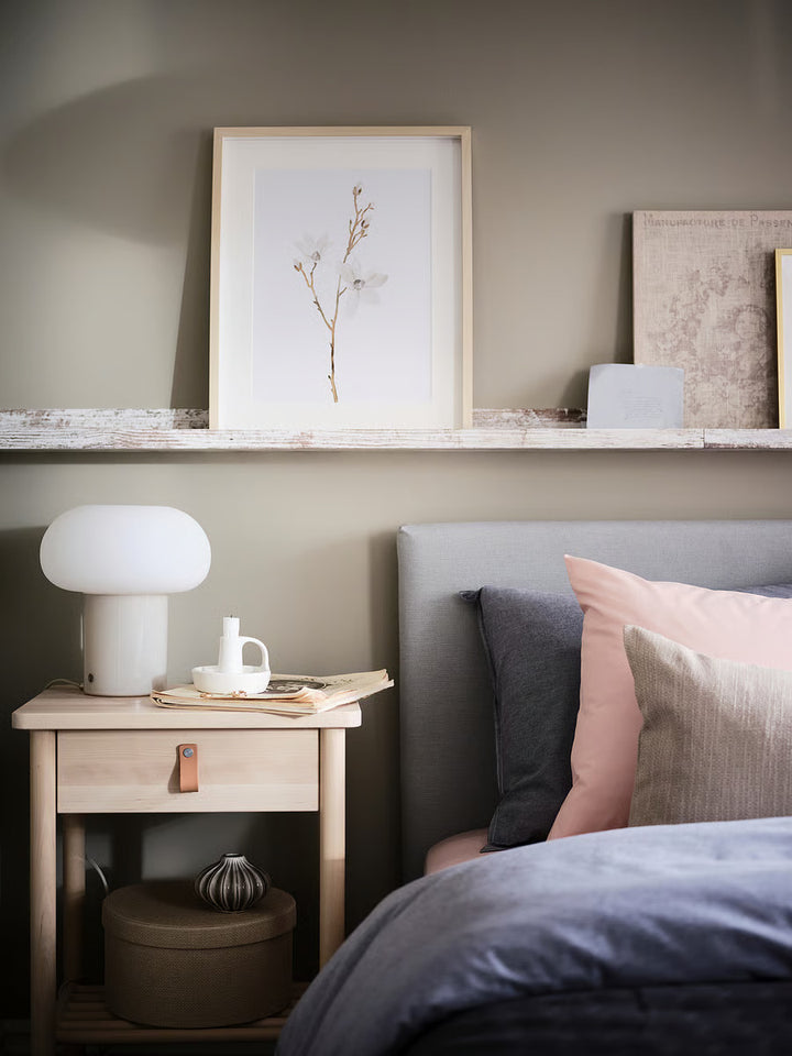 Ikea DEJSA Table lamp, beige/opal glass, 11 "