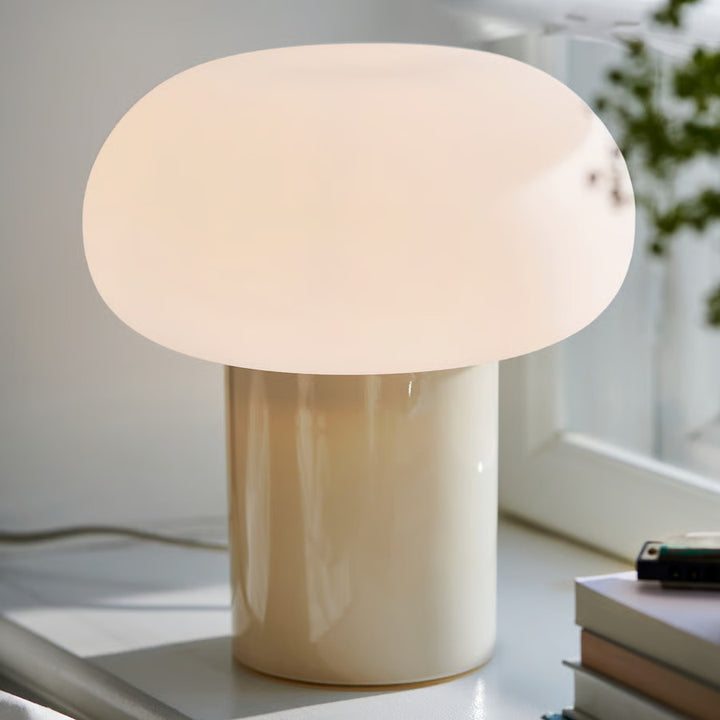 Ikea DEJSA Table lamp, beige/opal glass, 11 "