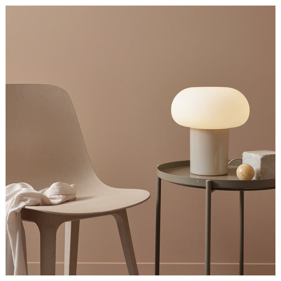 Ikea DEJSA Table lamp, beige/opal glass, 11 "