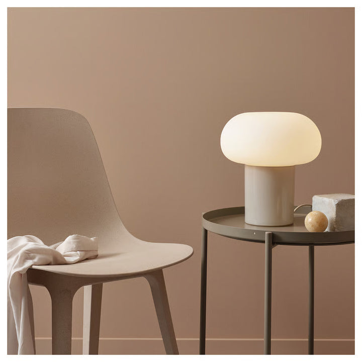 Ikea DEJSA Table lamp, beige/opal glass, 11 "