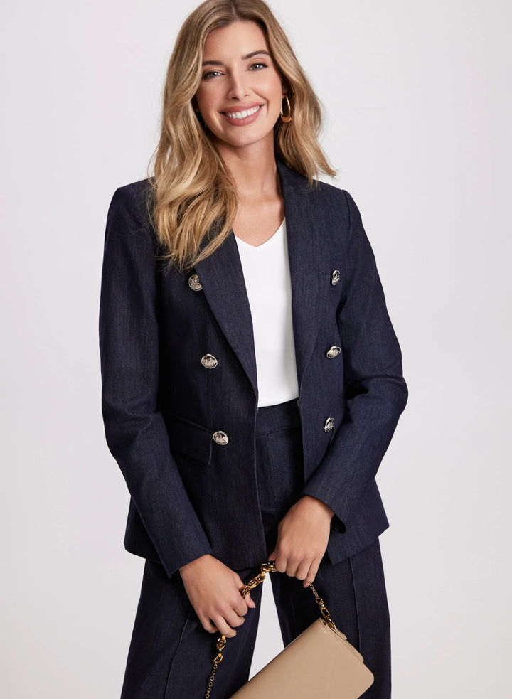 LAURA Metallic Button Denim Jacket