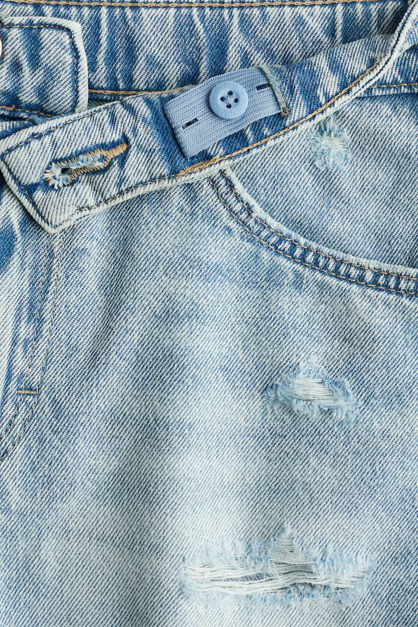 H&M Frayed-Edge Denim Shorts