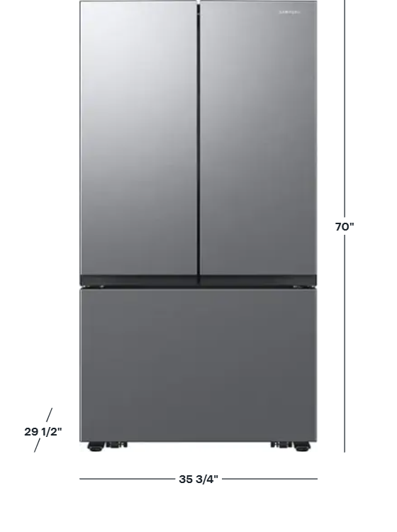 Samsung - 27 cu. ft. 3-Door French Door Counter Depth Smart Refrigerator with Dual Auto Ice Maker - Fingerprint Resistant Stainless Look