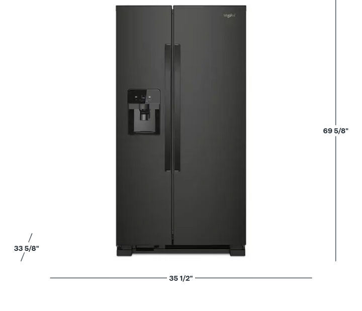 Whirlpool - 24.6 Cu. Ft. Side-by-Side Refrigerator with Water and Ice Dispenser - Black