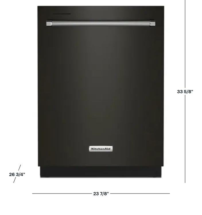 KitchenAid - 24" Top Control Built-In Stainless Steel Tub Dishwasher with 3rd Rack, 50+ Total Wash Jets, 44 dBA - Black stainless steel