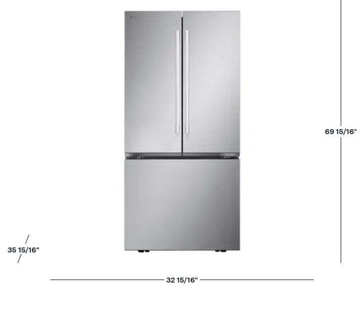 LG - Standard Depth MAX 25.1 Cu. Ft. French Door Smart Refrigerator with Glide N' Serve Drawer - Stainless Steel