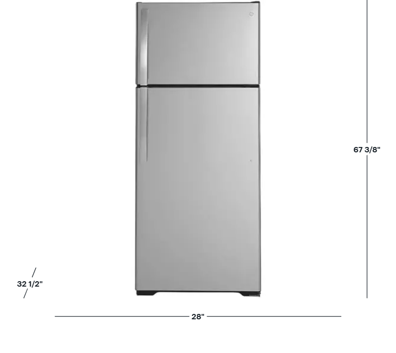 GE - 17.5 Cu. Ft. Top-Freezer Refrigerator with Edge-to-Edge Glass Shelves - Stainless Steel