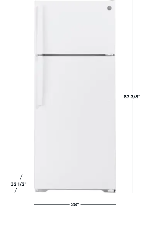 GE - 17.5 Cu. Ft. Top-Freezer Refrigerator with Edge-to-Edge Glass Shelves - White