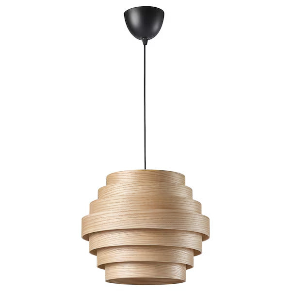 IKEA DYKARKLOCKA / HEMMA Pendant lamp, white stained oak veneer/white, 16 "