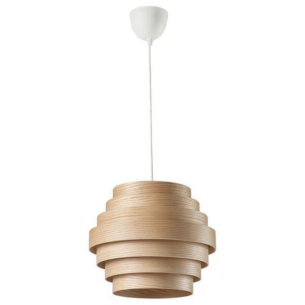IKEA DYKARKLOCKA / HEMMA Pendant lamp, white stained oak veneer/white, 16 "