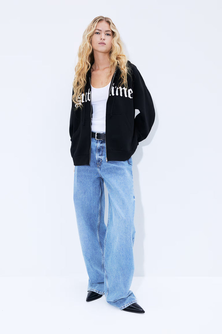 H&M Oversized Hooded Jacket with Motif